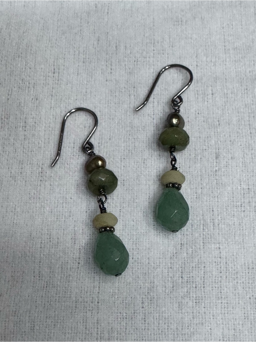 Silpada Green Bead Drop Earrings with Olive Accents